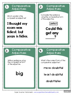 Task Cards: Comparative Adjectives Worksheet