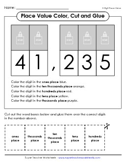 Place Value Cut & Glue (5-Digit) Free Worksheet