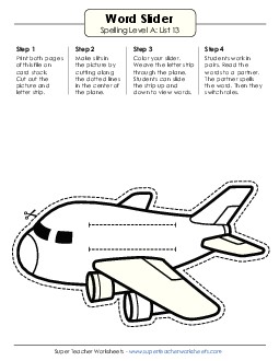 Word Slider (A-13) Spelling A Worksheet