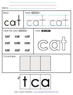 Worksheet 2: Cat Sight Words Individual Worksheet