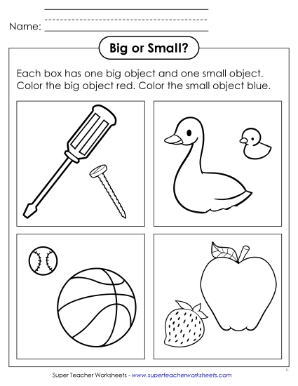 New Big or Small? Worksheet New Big or Small? Worksheet