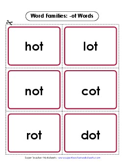 Flashcards (-ot) Word Families Worksheet