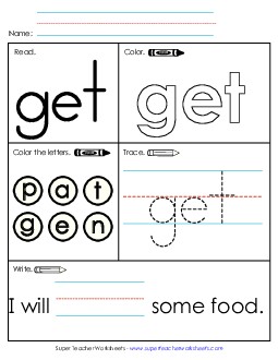 Get (Sight Word) Sight Words Individual Worksheet