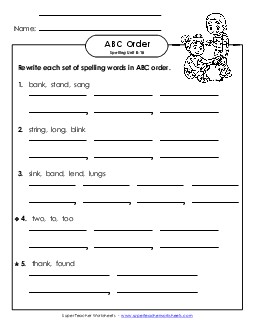 ABC Order - Word Sets (B-18) Spelling B Worksheet