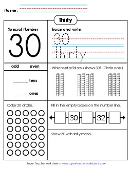 Special Number: 30 Counting Worksheet