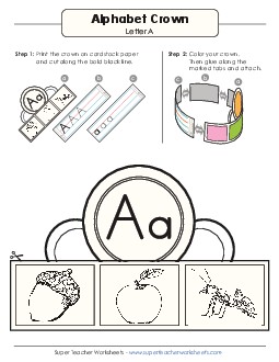 Letter A Crown Free Alphabet Worksheet