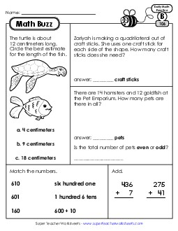 Math Buzz: Week 22 Worksheets 106 through 110 Daily Math Review Worksheet