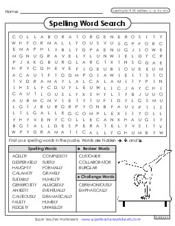 Word Search (F-25) Spelling F Worksheet