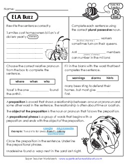 New ELA Buzz: Week 14<br>Worksheets 66 through 70 Worksheet