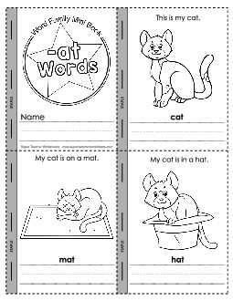 Mini-Book: -at Words Word Families Worksheet