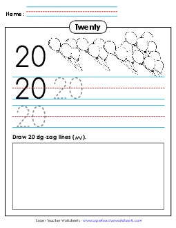 Trace, Write, Draw: Twenty Counting Worksheet