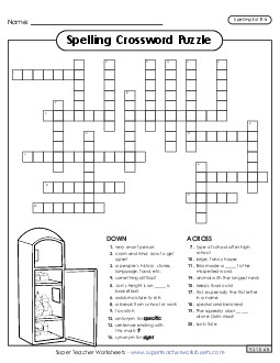 Crossword (E-8) Spelling E Worksheet