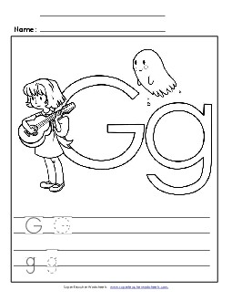 Letter G - Color and Write Free Alphabet Worksheet