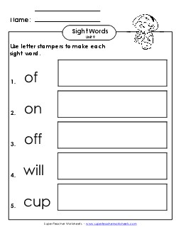 Letter Stampers (Unit 9)  Sight Words Worksheet