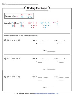 Finding Slope Using Ordered Pairs Free Worksheet