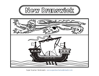 New Brunswick Flag (Black & White) Free Canada Worksheet