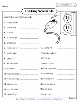 Word Scramble (F-11) Spelling F Worksheet