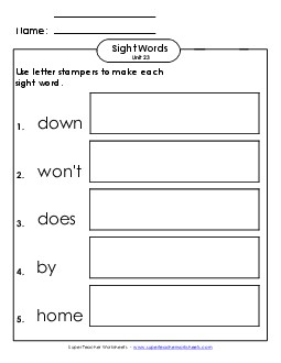 Letter Stampers (Unit 23)  Sight Words Worksheet