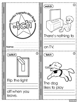 Mini-Book (-tch Words) Phonics Trigraphs Worksheet