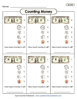 Counting Money Sets (Up to $4) Worksheet