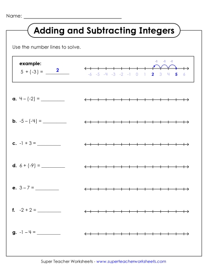 New Adding & Subtracting Integers on Number Lines Worksheet New Adding & Subtracting Integers on Number Lines Worksheet
