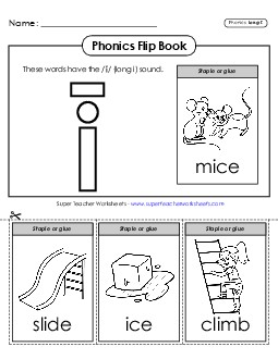 Phonics Flip Book (Long I Words) Phonics Long Short I Worksheet