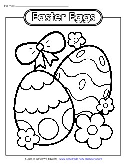 Coloring Page: Easter Eggs Free Worksheet