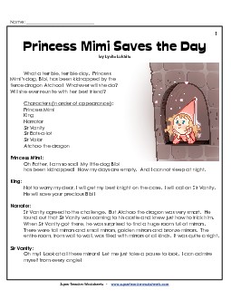 Princess Mimi Saves the Day 3rd Grade Reading Comprehension Worksheet