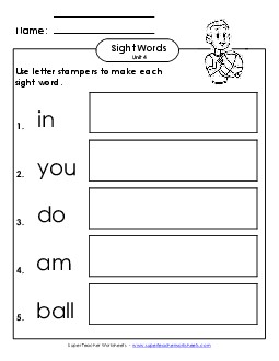 Letter Stampers (Unit 4) Sight Words Worksheet