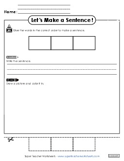 Build-a-Sentence: Template 3 Sentences Basic Worksheet