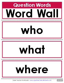 Question Words Sentences Basic Worksheet