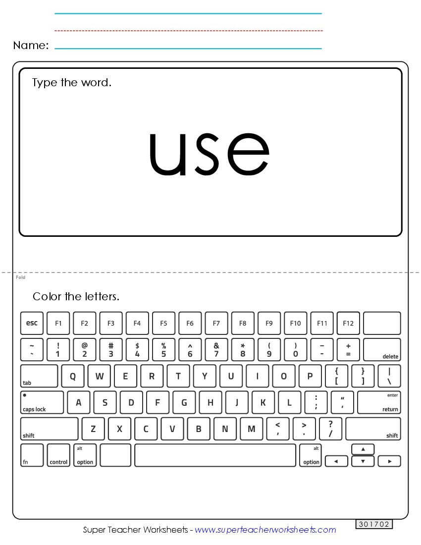 Type the Word: Use Sight Words Individual Worksheet