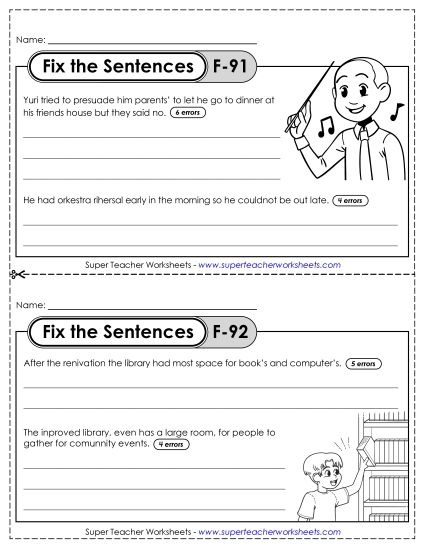 aFix the Sentences F-91 through F-95