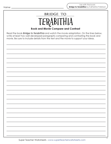 New Book-Movie Compare & Contrast Essay Worksheet