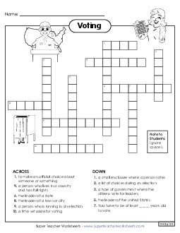 Voting Crossword  Worksheet