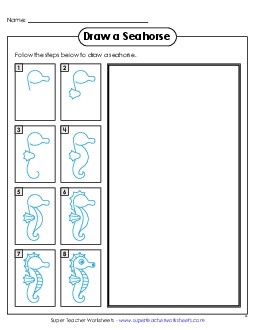 Draw a Seahorse Learning To Draw Worksheet