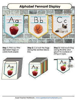 Alphabet Pennants: Full Color Worksheet