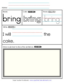 Worksheet 3: Bring Free Sight Words Individual Worksheet