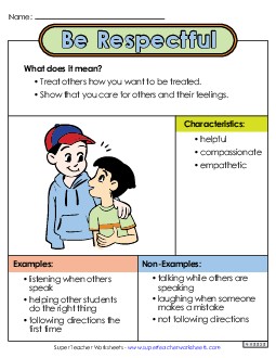 Be Respectful Anchor Chart Teachingtools Worksheet