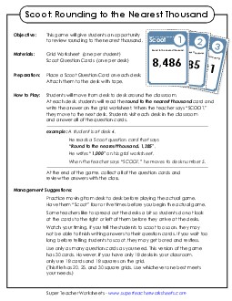 Scoot! Game: Rounding to Nearest Thousand Worksheet