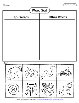 Word Sort (Cut-and-Glue) Phonics Blends Worksheet