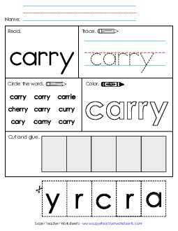 Worksheet 2: Carry Sight Words Individual Worksheet