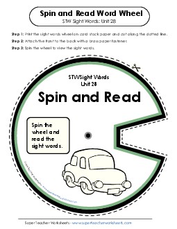 Spin and Read (Unit 28) Sight Words Worksheet