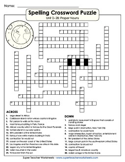 Crossword (D-28) Spelling D Worksheet