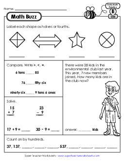 Math Buzz: Week 8 Worksheets 36 through 40 Daily Math Review Worksheet