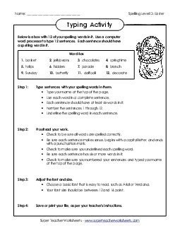 Typing Activity (D-Easter) Spelling D Worksheet