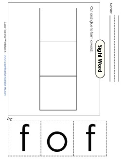 Large Cut-and-Glue: Off Sight Words Individual Worksheet