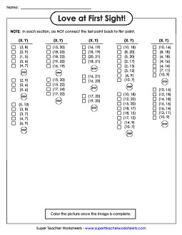 Mystery Graph - Heart Mystery Graph Picture Worksheet