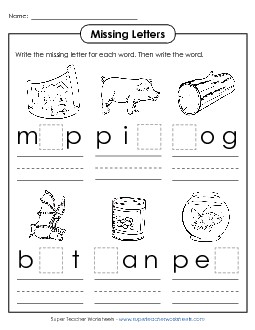 Missing Letters 2 (CVC Words) Phonics Cvc Worksheet