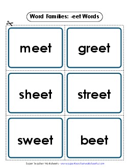 Flashcards (-eet) Word Families Worksheet